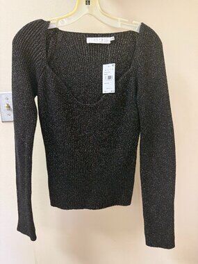 NWT - ASTR The Label Black Metallic Rib Knit Sweater | Size M